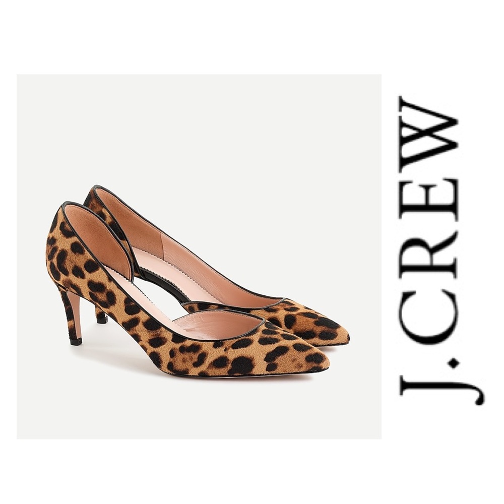 J. Crew Lucie leopard calf hair d’orsay Heels 8.5
